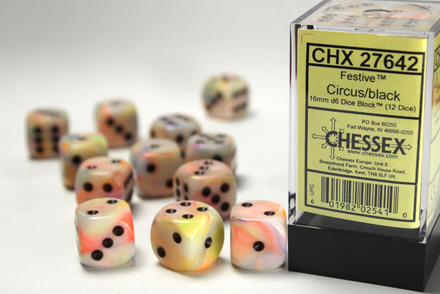 Chessex Festive Circus w/Black 16mm D6 Dice Sets & Singles Chessex [SK]