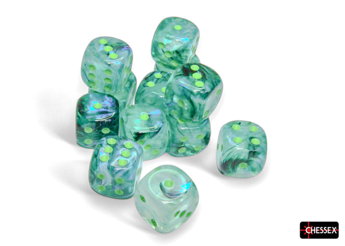 Chessex Borealis Kelp w/Light Green 16mm D6 Dice Sets & Singles Chessex [SK]