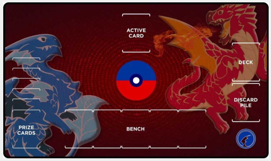 GamerMats Red and Blue Dragon with Pokemon Compatible Zones Game Accessory GamerMats [SK]   