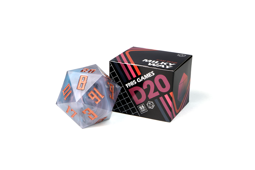 Sharp Edge Resin 55mm D20 Milky Way Dice Sets & Singles 1985 Games [SK]