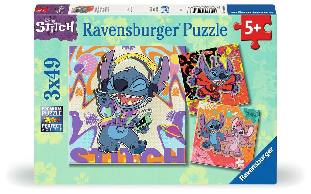 Stitch Play the Day Away 3x49pc Puzzles Ravensburger [SK]   