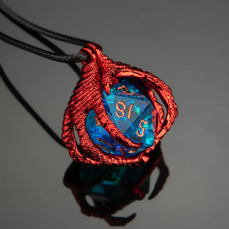 Dragon Claw Necklace with D20 - Red Accessories hymgho [SK]   