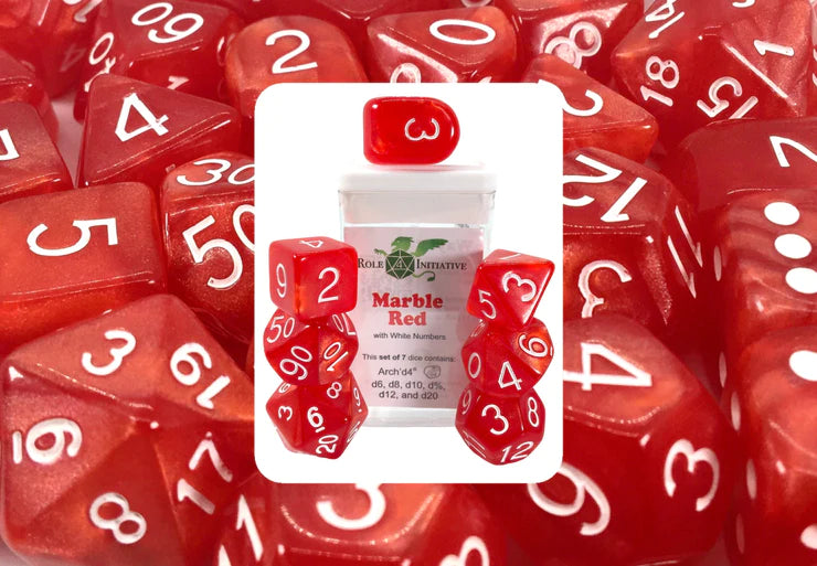 Role 4 Initiative Marble Red 7 Dice Set Dice Sets & Singles Role 4 Initiative [SK]   
