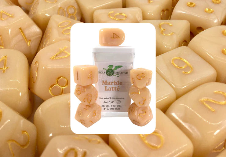 Role 4 Initiative Marble Latte 7 Dice Set Dice Sets & Singles Role 4 Initiative [SK]   