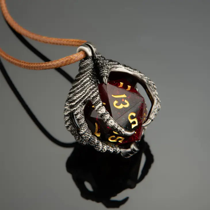 Dragon Claw Necklace with D20 - Silver Accessories hymgho [SK]   