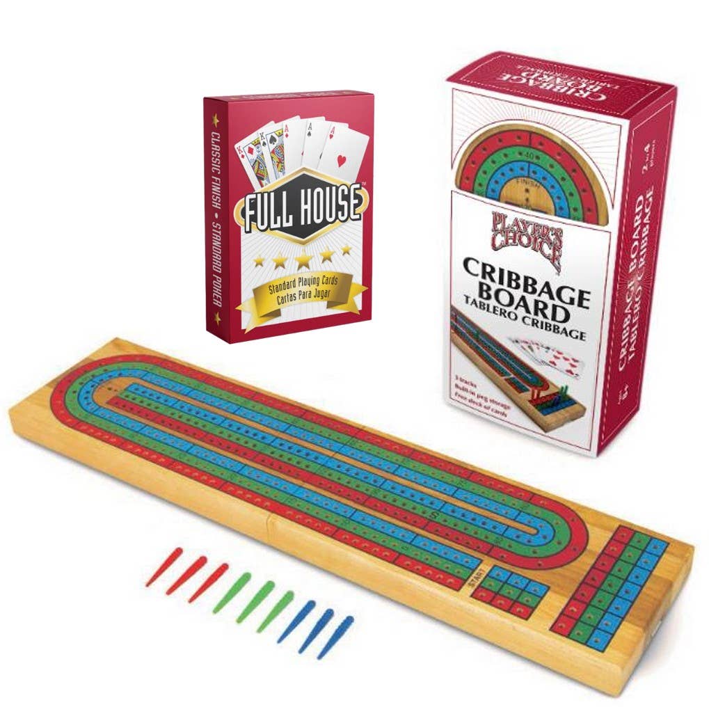 Player's Choice 3-Track Cribbage Board w/ Deck of Cards Traditional Games Best Value Products [SK]