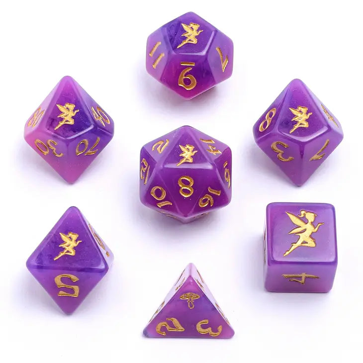 Wyrmforged Rollers Pixie Dust Gold RPG Dice Set Dice Sets & Singles hymgho [SK]   
