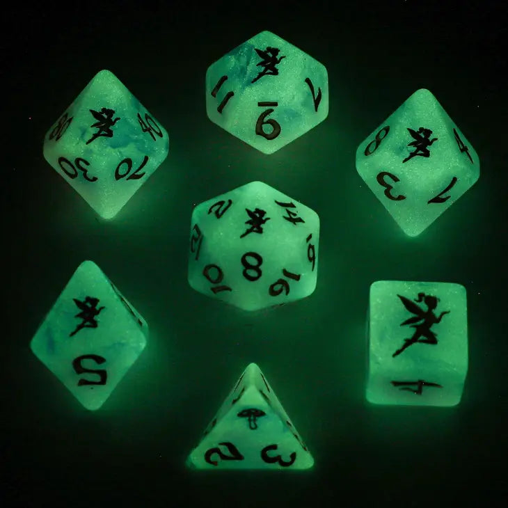 Wyrmforged Rollers Pixie Dust Gold RPG Dice Set Dice Sets & Singles hymgho [SK]   