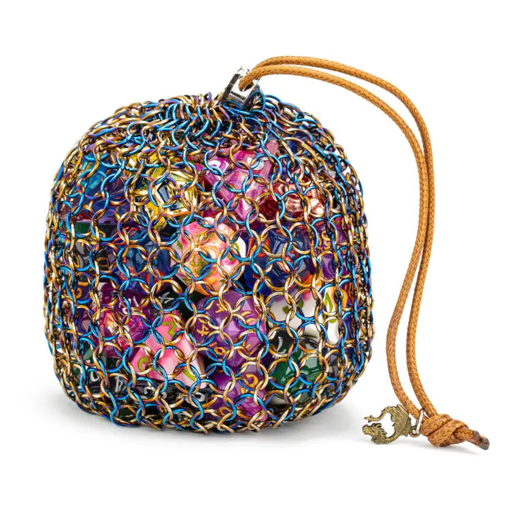 Hero's Chainmail Dice Bag - Blue & Gold Game Accessory hymgho [SK]   