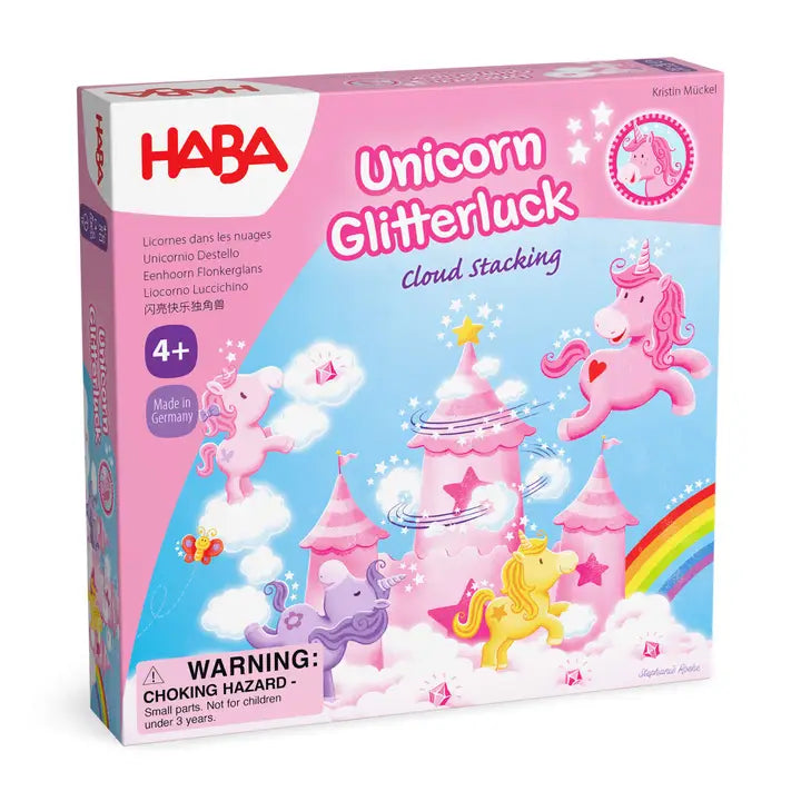 Unicorn Glitterluck Cloud Stacking Board Games HABA USA [SK]