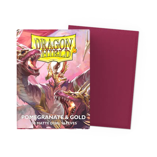dragon shield mini card sleeves Dragon Shield Dual Matte Pomegranate Gold – The Gamers Den MN