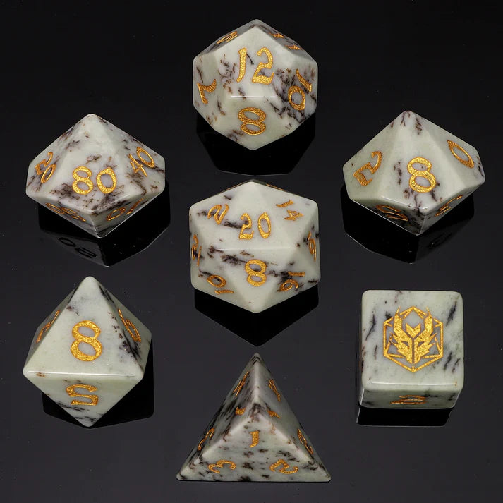 Dragon's Hoard Gemstone RPG Dice Set - Petrified Wood Dice Sets & Singles hymgho [SK]