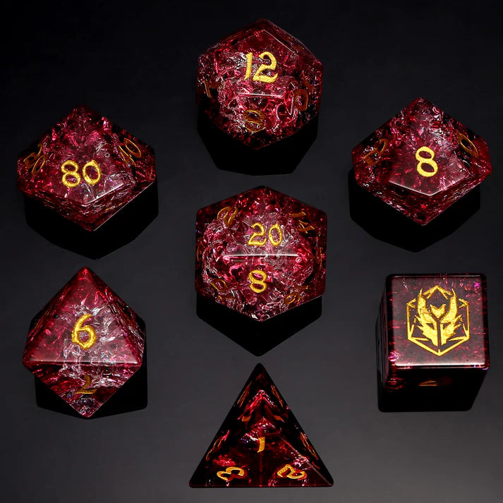 Dragon's Hoard Gemstone RPG Dice Set - Crystal & Red Glaze Dice Sets & Singles hymgho [SK]
