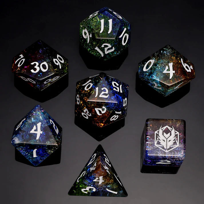 Dragon's Hoard Gemstone RPG Dice Set - Rainbow Glaze Dice Sets & Singles hymgho [SK]