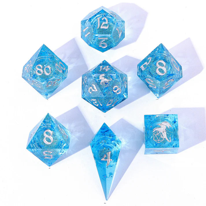 Sharp Edge Liquid Core RPG Dice Set - Aqua Dice Sets & Singles hymgho [SK]