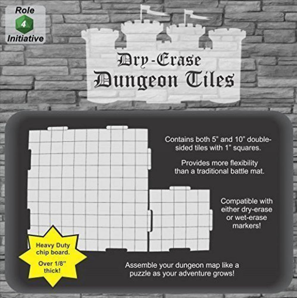 Role 4 Initiative Dry Erase Dungeon Tiles - White 5" & 10" Game Accessory Role 4 Initiative [SK]   