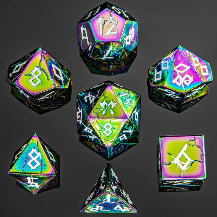 Barbarian Class Solid Metal Dice Set - Chromatic w/White Dice Sets & Singles hymgho [SK]