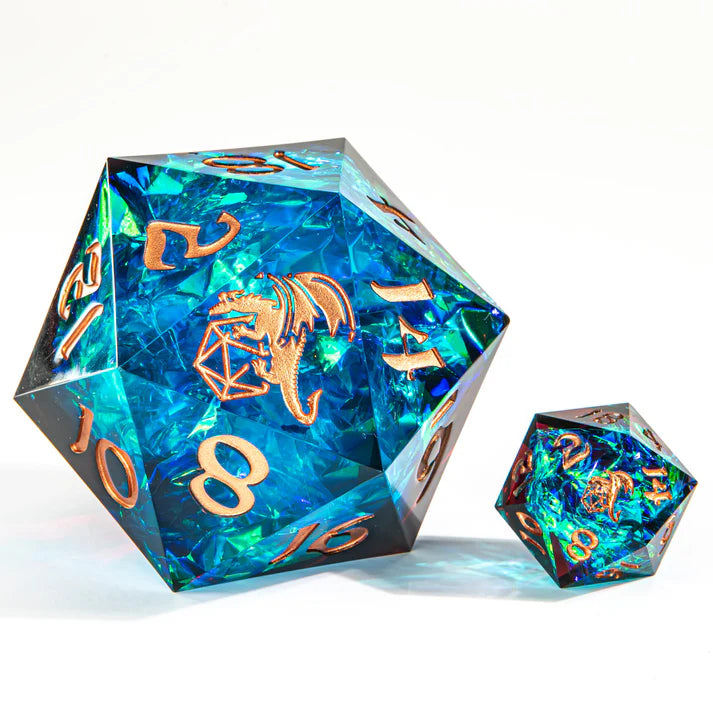 Sharp Edge Resin 55mm D20 - Blue & Red Dice Sets & Singles hymgho [SK]