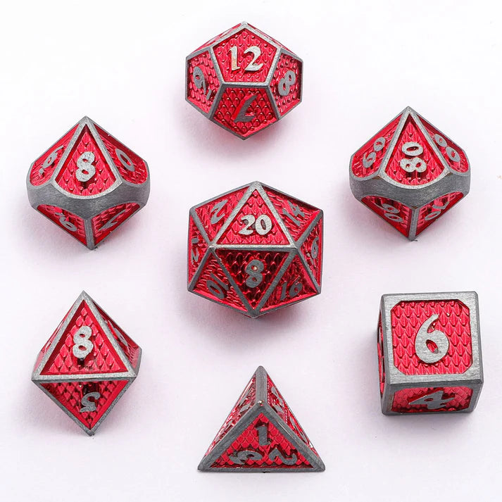 Behemoth Solid Metal Mini RPG Dice Set - Brushed Red Dice Sets & Singles hymgho [SK]
