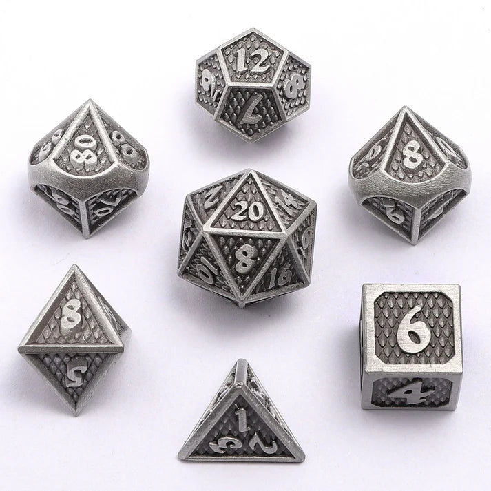 Behemoth Solid Metal Mini RPG Dice Set - Ancient Silver Dice Sets & Singles hymgho [SK]