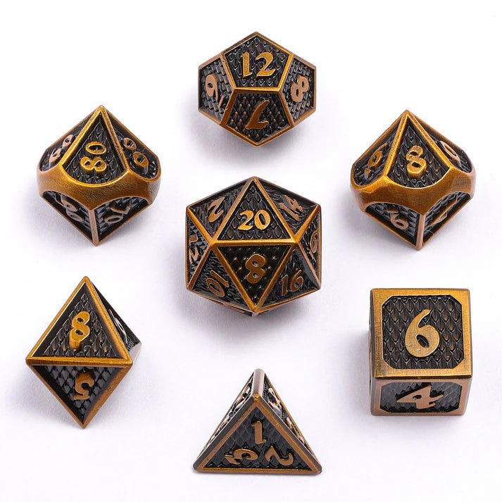 Behemoth Solid Metal Mini RPG Dice Set - Ancient Gold Dice Sets & Singles hymgho [SK]