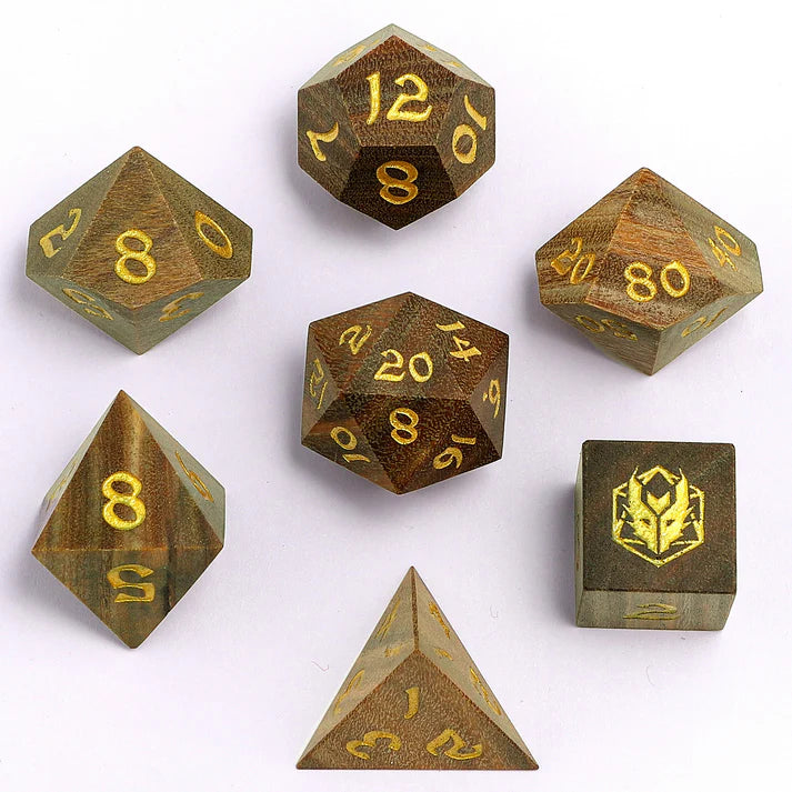 Dragon's Hoard Wooden RPG Dice Set - Green Sandalwood Dice Sets & Singles hymgho [SK]