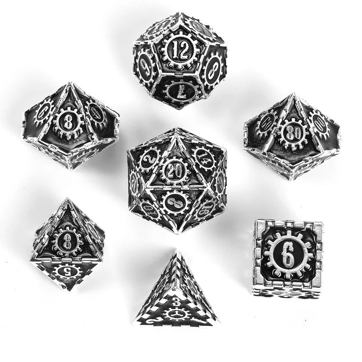 Cogcraft Solid Metal RPG Dice Set Diesel - Black and Silver Dice Sets & Singles hymgho [SK]