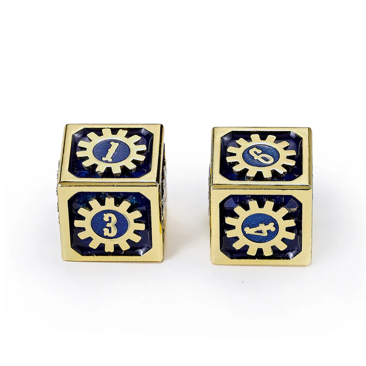 Cogcraft Fidget 2D6 Set Vault Dweller - Blue and Gold Dice Sets & Singles hymgho [SK]