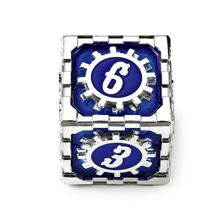 Cogcraft Fidget Mythic Size D6 Tesla - Blue and Silver Dice Sets & Singles hymgho [SK]