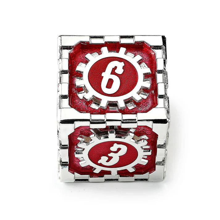 Cogcraft Fidget Mythic Size D6 Vern-million - Red and Silver Dice Sets & Singles hymgho [SK]