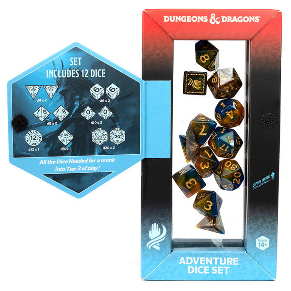 D&D Adventure Dice: Monk (Blue/Gold) Dice Sets & Singles Sirius Dice [SK]