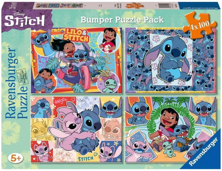 Stitch Bumper Puzzle Pack 4x100pc Puzzles Ravensburger [SK]   