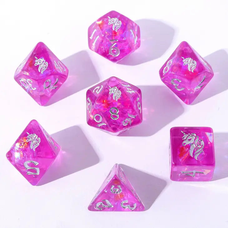 Wyrmforged Rollers Lumina Unicornia RPG Dice Set Dice Sets & Singles hymgho [SK]   
