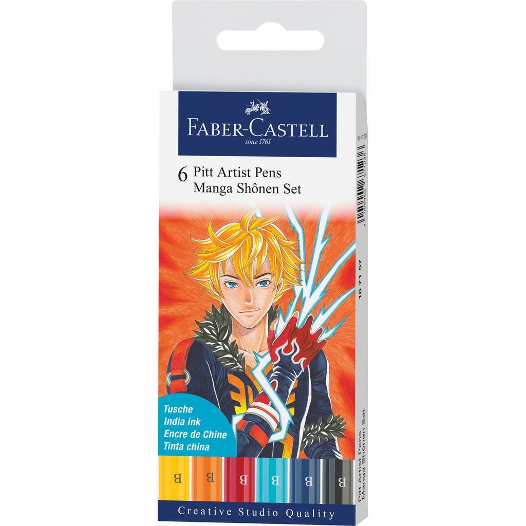 Faber-Castell Pitt Artist Pen Manga Shonen Set 6 Piece Art Supplies Faber-Castell [SK]   