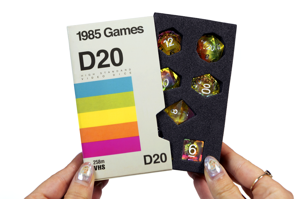 VHS Dice Rainbow Bright RPG Dice Set Dice Sets & Singles 1985 Games [SK]