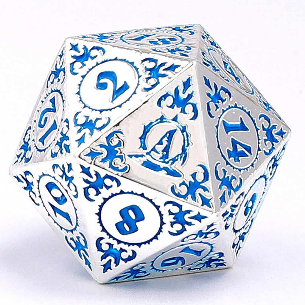 Wizard Class Solid Metal RPG Dice Set - Silver with Blue Dice Sets & Singles hymgho [SK]