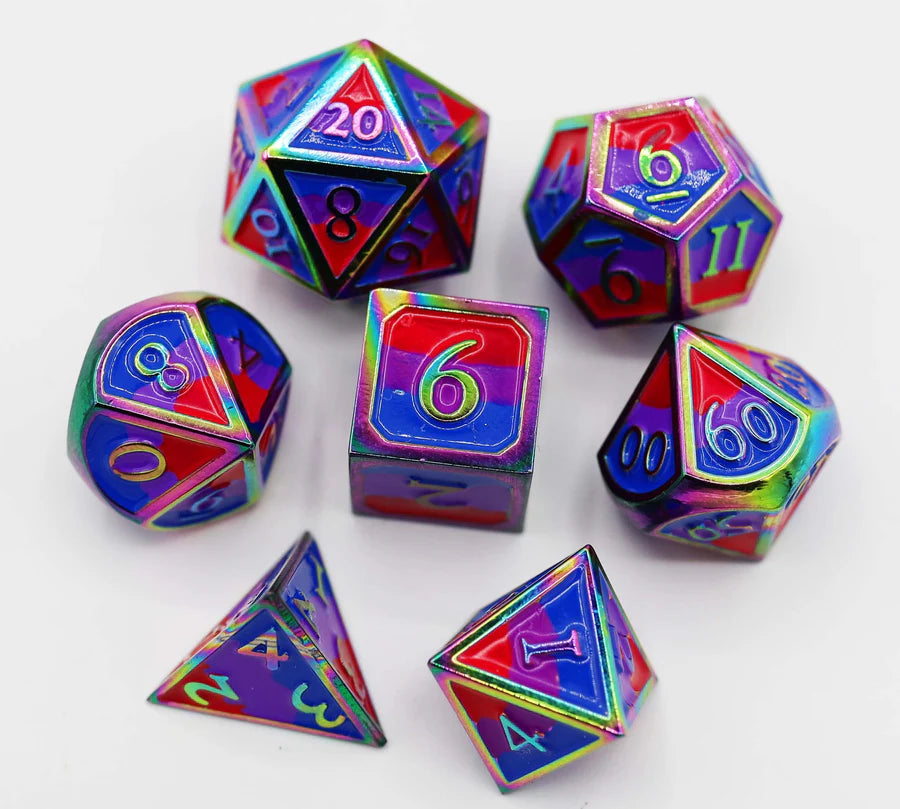Bisexual Pride Flag Metal RPG Dice Set Dice Sets & Singles Foam Brain Games [SK]