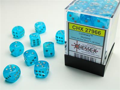 Chessex Luminary Sky w/Silver 12mm D6 Dice Sets & Singles Chessex [SK]