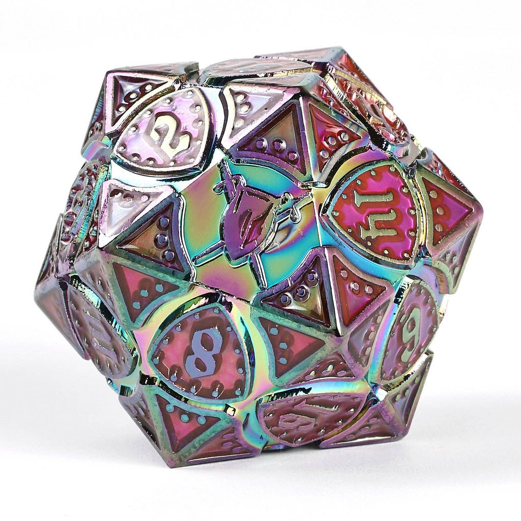 Fighter Class Solid Metal RPG Dice Set - Rainbow w/UV Glow Dice Sets & Singles hymgho [SK]