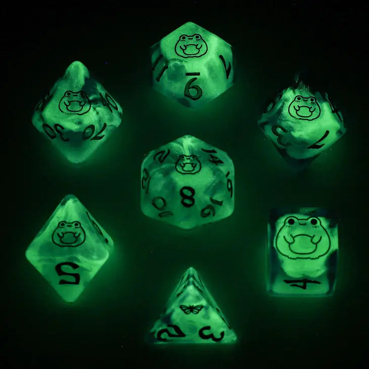 Wyrmforged Rollers Bog Frog Silver RPG Dice Set Dice Sets & Singles hymgho [SK]   