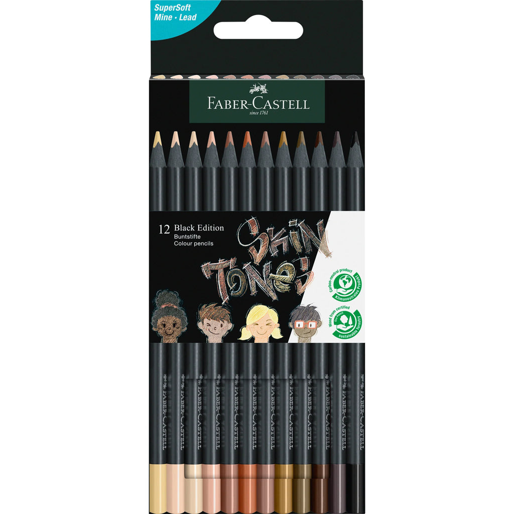 Faber-Castell Black Edition Colored Pencils Skin Tones 12 Piece Art Supplies Faber-Castell [SK]   