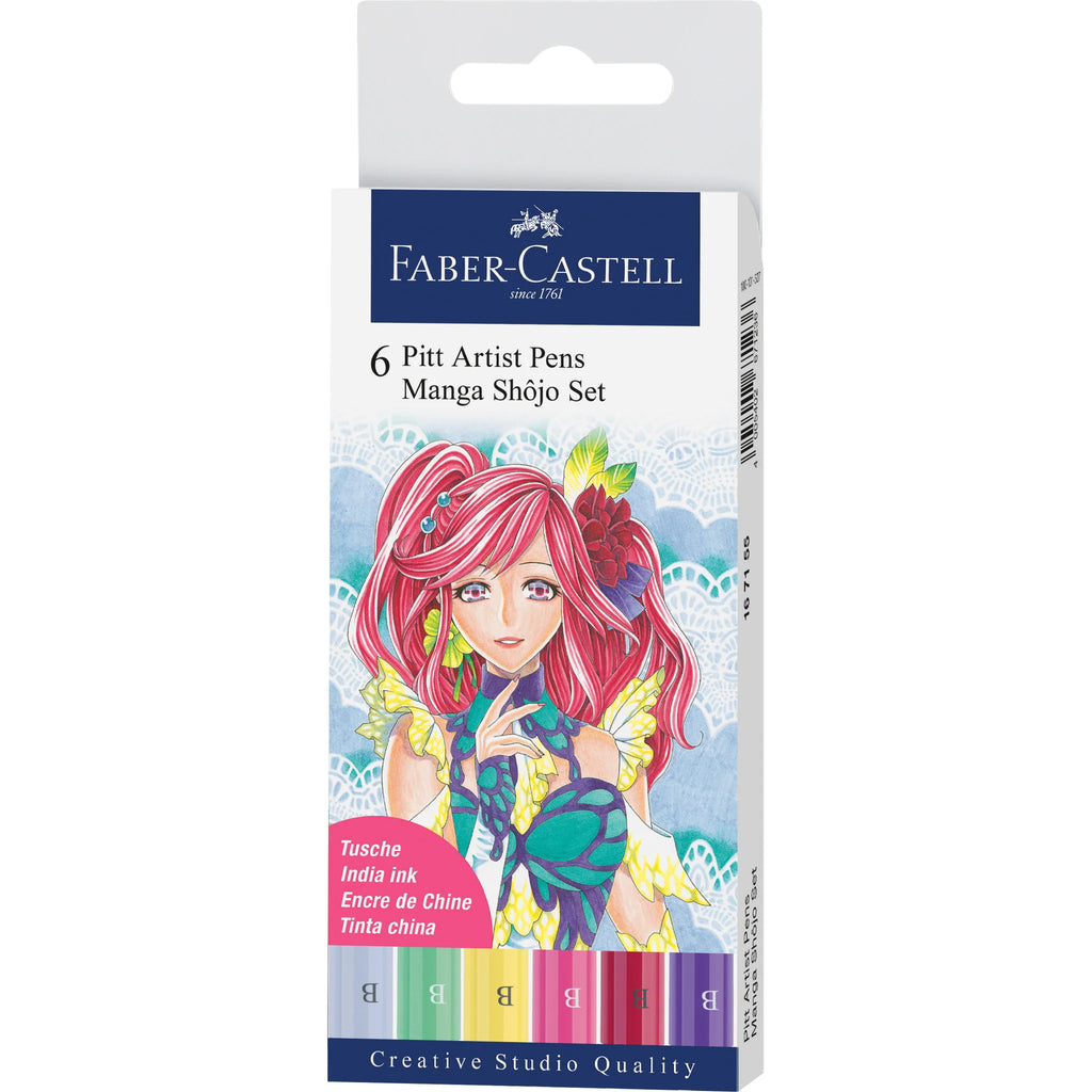 Faber-Castell Pitt Artist Pen Manga Shojo Set 6 Piece Art Supplies Faber-Castell [SK]   