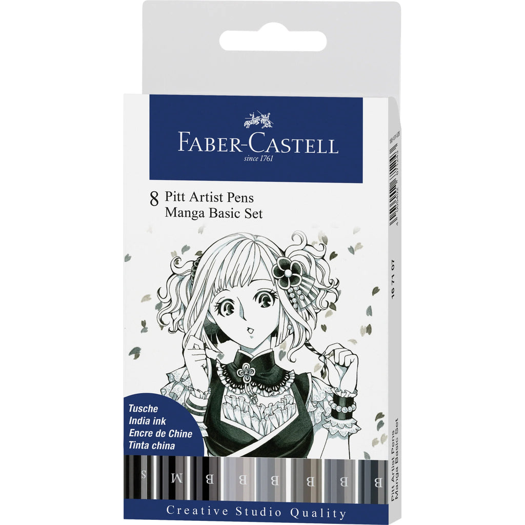 Faber-Castell Pitt Artist Pen Manga Basic Set 8 Piece Art Supplies Faber-Castell [SK]   