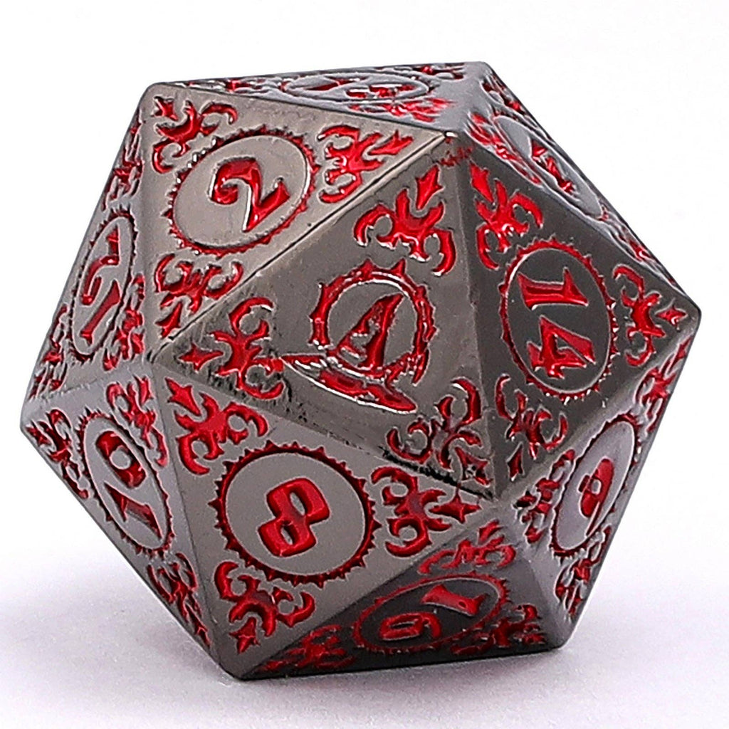 Wizard Class Solid Metal RPG Dice Set - Gunmetal with Blood Dice Sets & Singles hymgho [SK]
