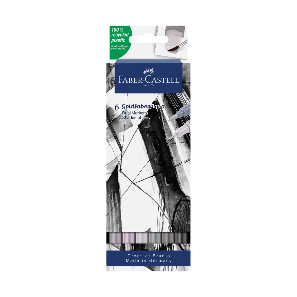 Faber-Castell Goldfaber Aqua Dual Markers Shades of Grey 6 Piece Art Supplies Faber-Castell [SK]   