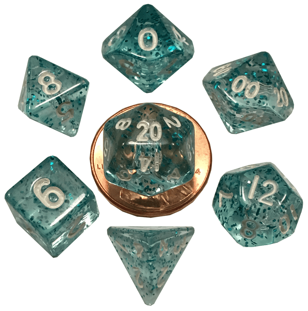 FanRoll by Metallic Dice Games - 10mm Mini Dice Acrylic Polyhedral Set in Tube Dice Sets & Singles FanRoll by Metallic Dice Games [SK]   
