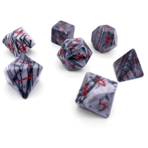 Norse Foundry Black Network Agate Gemstone Dice Sets & Singles Norse Foundry [SK]   