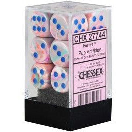 Chessex Festive Pop Art w/Blue 16mm D6 Dice Sets & Singles Chessex [SK]   