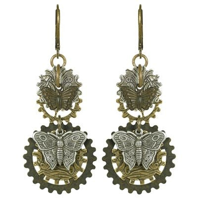 Steampunk Butterfly Tapestry Earrings Accessories NoMonet [SK]   