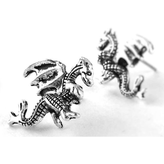 Silver Dragon Stud Earrings Accessories Spotlight Jewelry [SK]   